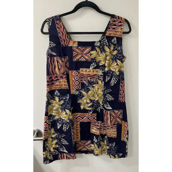 Phil Edwards Reyn Spooner Hawaiian Print Dress Floral Sleeveless SIZE M cotton